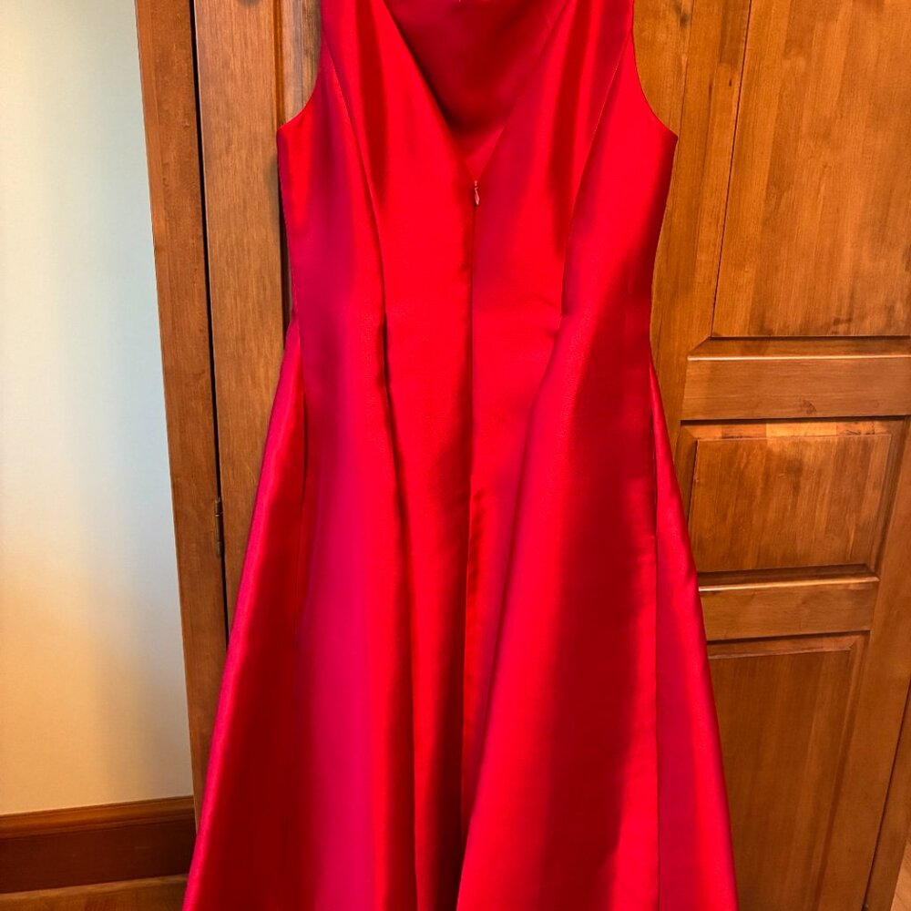 Adrianna Papell Red Mikado Dress Size 8 - Picture 6 of 12